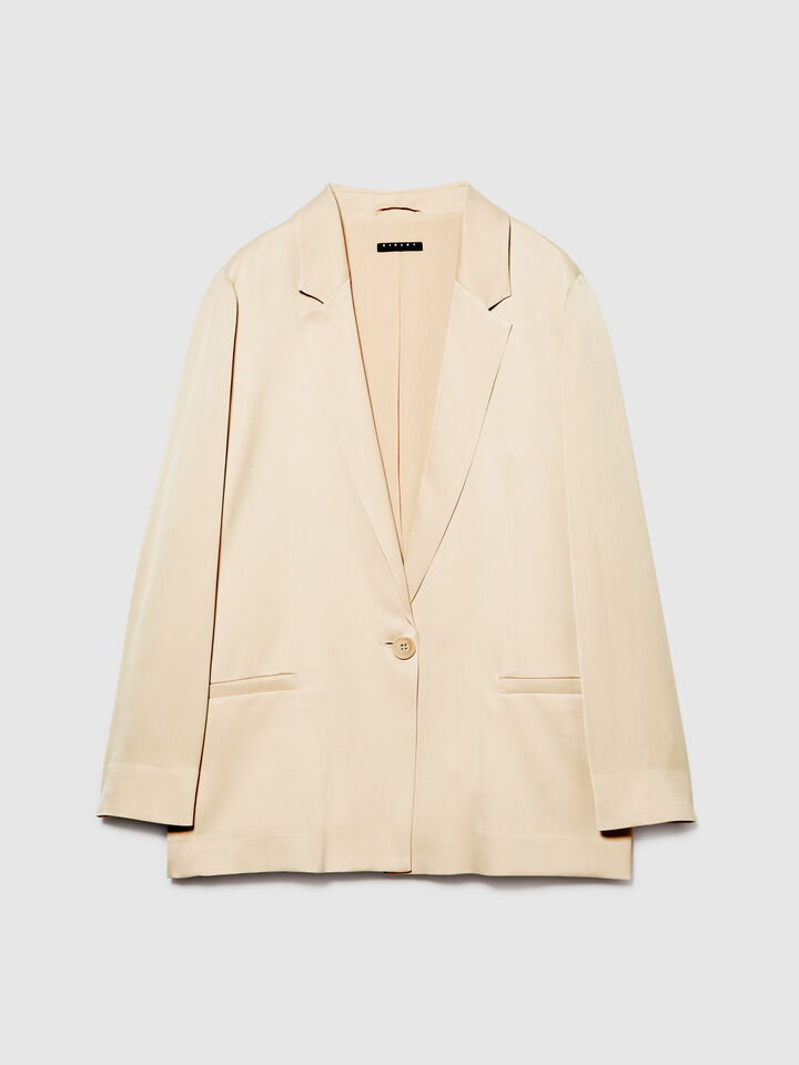 Single-breasted satin blazer - women's blazers - Nude | Sisley image number 6